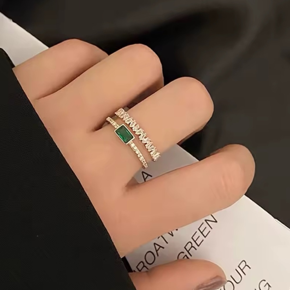 Malachite Green Stone Adjustable Statement Ring